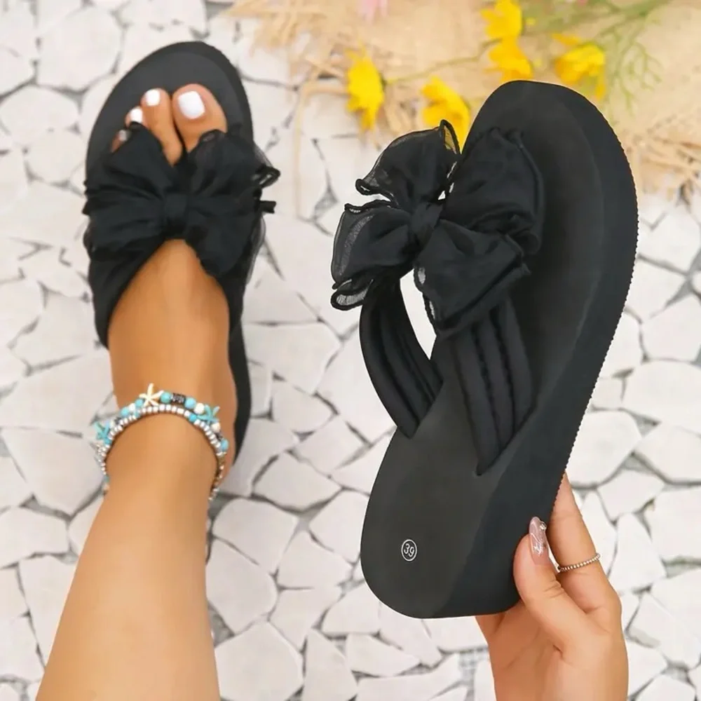 Women’s Bowknot Platform Flip-Flops - Picture 3 of 9